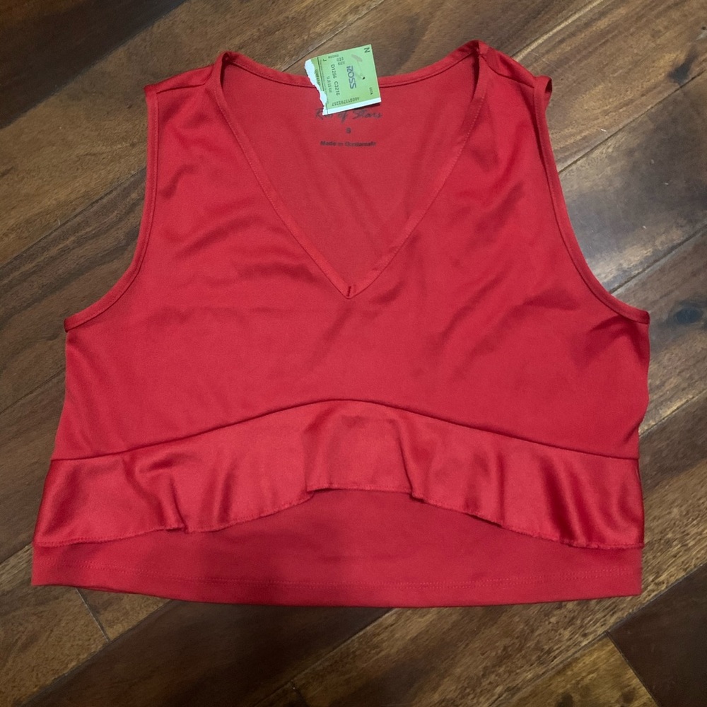 NWT Rio of Stars Red Ruffled Crop Top size small